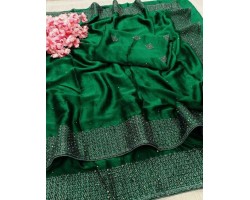 Jacquard Georgette Saree Green