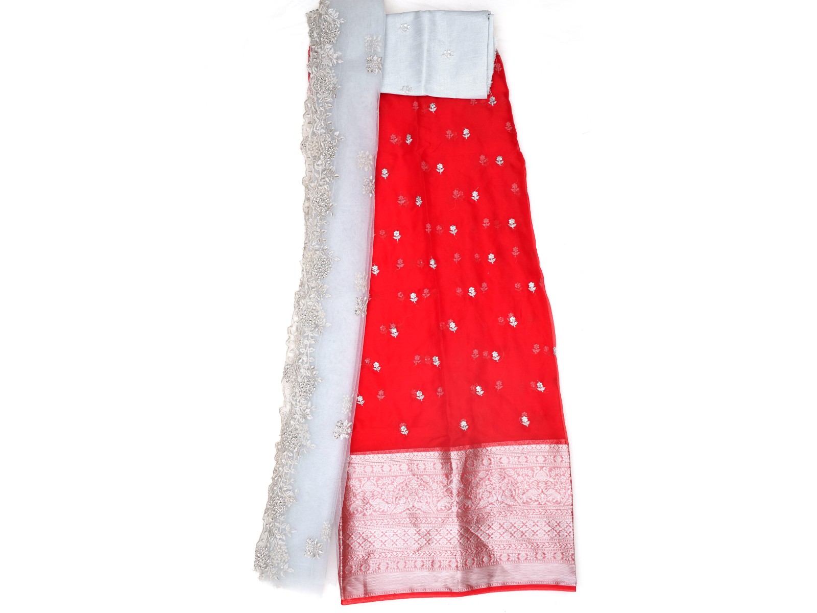 Organza Lehenga Red