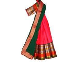 Kanchivaram Half-Saree Orange Green