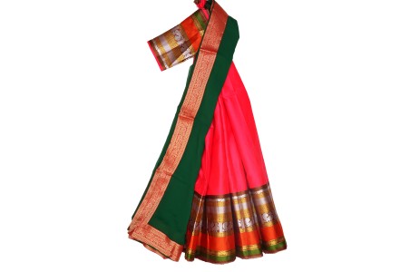 Kanchivaram Half-Saree Orange Green