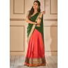 Kanchivaram Half-Saree Orange Green