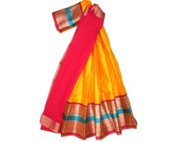 Kanchivaram Half-Saree Yellow Red